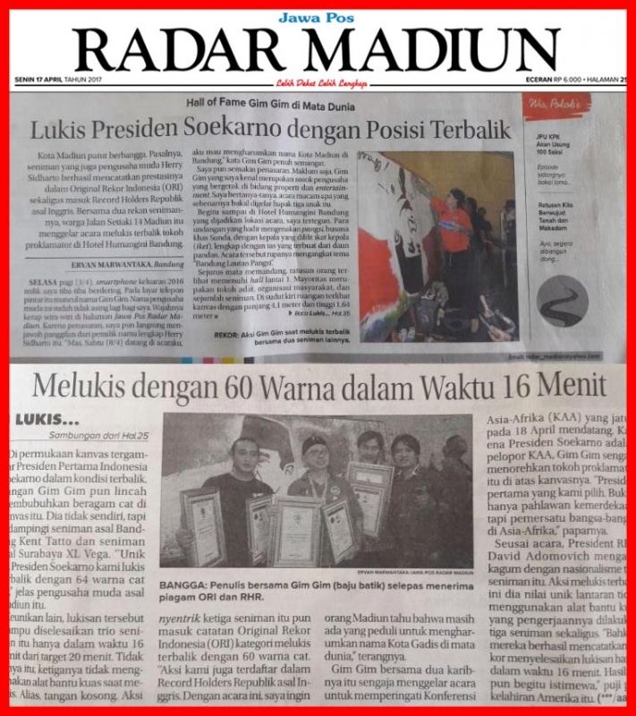 LUKIS PRESIDENT SOEKARNO DENGAN POSISI TERBALIK