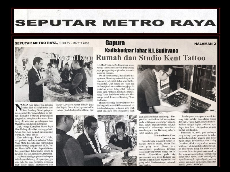 DISBUDPAR JABAR, H.I. BUDHYANA RESMIKAN RUMAH DAN STUDIO KENT TATTOO